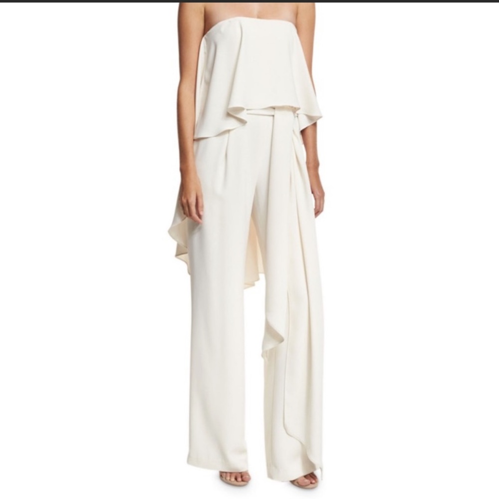 Sz 14 Halston Heritage Off White Wide Leg Jumpsuit